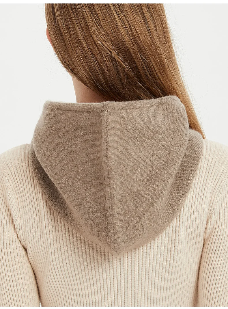 Unisex 100% Cashmere Balaclava Soft Warm Thick Drawstring Beanies Ear Face Neck Protect Scarf Hat Multi-functional Bonnet Cap - Image 3