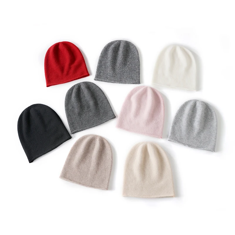2024 Winter Unisex 100 Cashmere Hats Outdoor Casual Keep Warm Solid Color Cashmere Knitted Beanie Hat Women /Men Hedging Caps - Image 5