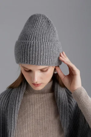 Pure Wool Beanies Knitted Cap Women Men Knitted Hat Casual Bonnets Soild Colour Autumn Winter