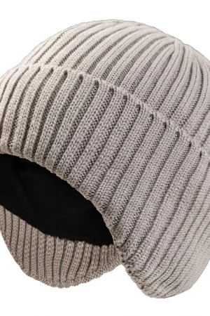 Big Head Men Women Winter Running Cycling Hat with Ear Flaps Snow Thermal Warm Knit Skull Cap Dad Oversize Fleece Wool Beanies